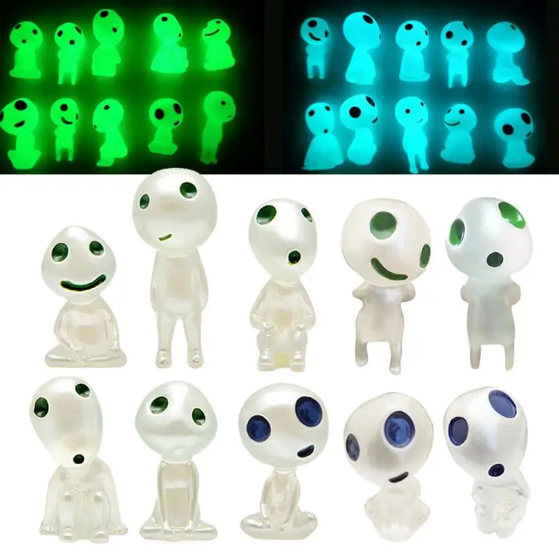 10PCS Luminous Kodama Princess Mononoke Micro Landscape Figure