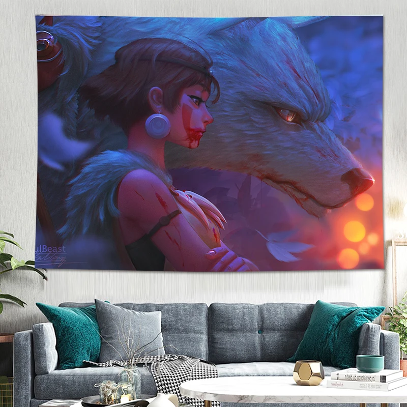 Princess Mononoke Dark Night Tapestry